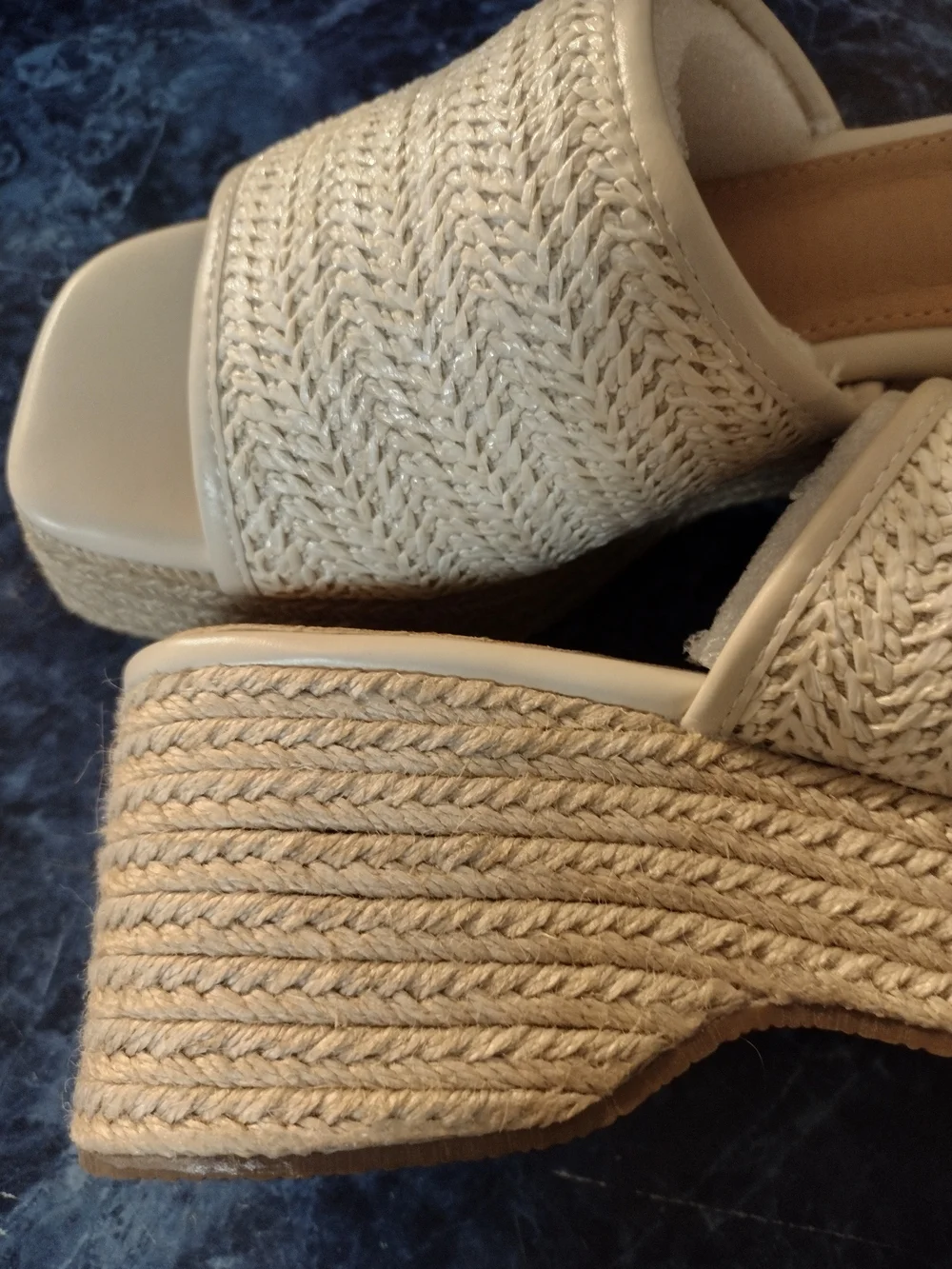 Vodvob Cream Woven Platform Slide Sandals 6.5